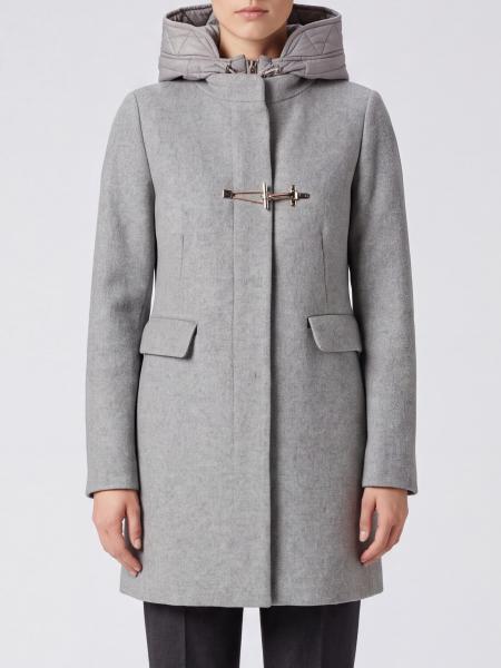 Manteau droit Fay en laine avec capuche en nylon et brandebourgs