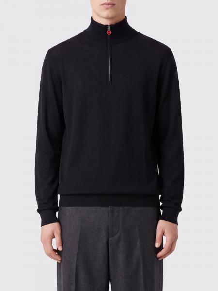 Kiton Pure Wool Half-Zip Roll Neck Jumper with Ribbed Trims