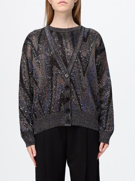 Zig-Zag Lurex Cardigan Missoni with a V-neck and button closure
