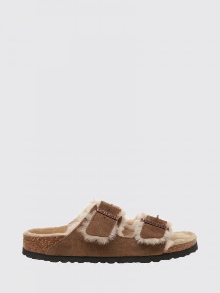 Birkenstock Arizona Suede Flat Sandals with Shearling Lining
