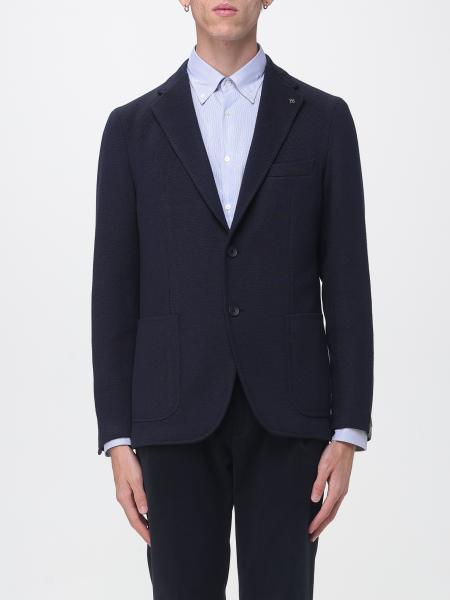 Slim Fit Single-Breasted Cotton Blazer Tagliatore with Patch Pockets