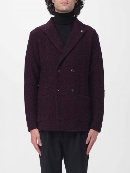 Manuel Ritz Double-Breasted Alpaca Wool Blend Blazer with Rever Collar