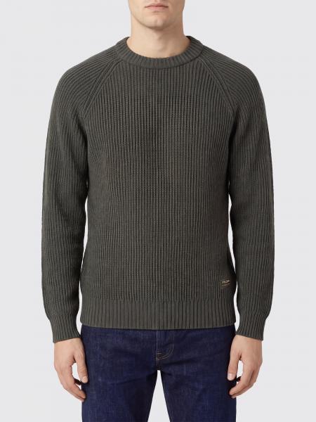 Filson Long-Sleeved Wool Turtleneck Jumper with Button Closure and Ribbed Trims