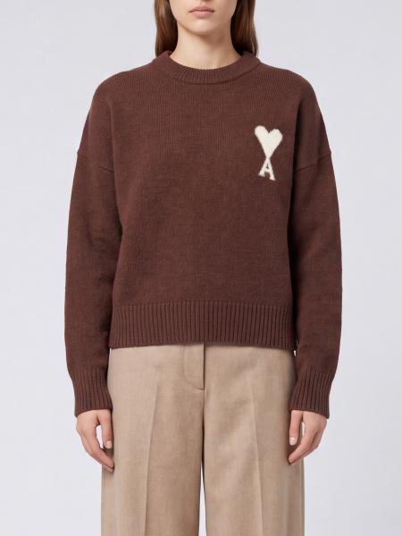 Wool and Alpaca Blend Jacquard Logo Crewneck Jumper Ami Paris
