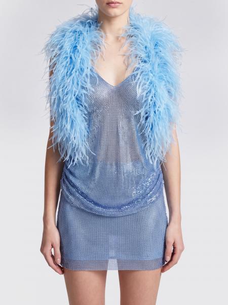 Top da sera Giuseppe di Morabito drappeggiato con piume di struzzo e strass