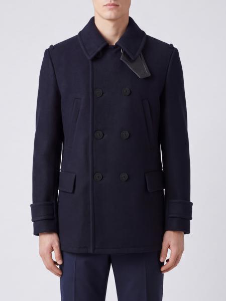 BURBERRY 双排扣羊毛羊绒混纺肩章短大衣