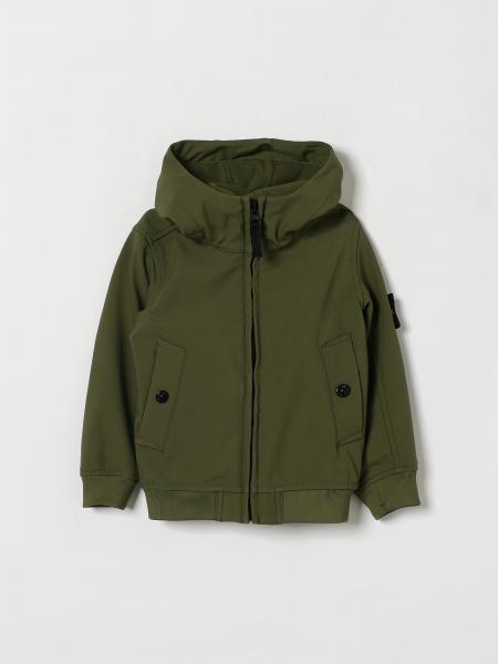 STONE ISLAND JUNIOR ロゴパッチ付き ボーイズ ソフトシェル フード付きライトウェイトジャケット