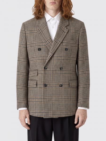 Emporio Armani Double-Breasted Virgin Wool Blazer with Houndstooth Pattern