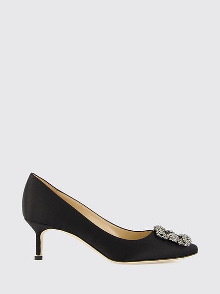 Hangisi Pumps von Manolo Blahnik aus Satin mit Schmuckschnalle und mittlerem Absatz