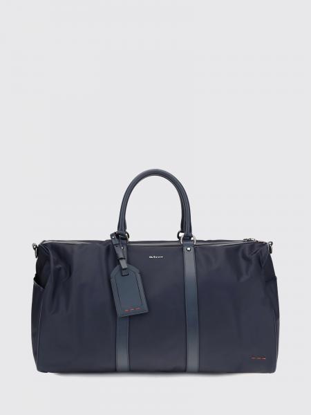 Kiton Nylon and Leather Travel Bag with Removable Strap and Metal Logo