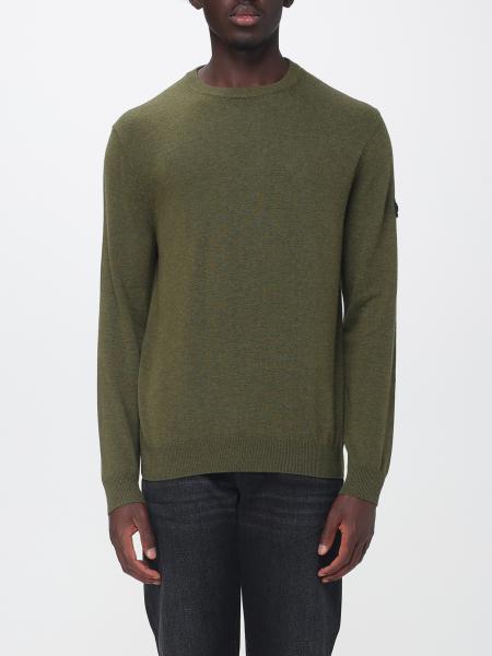 Crew Neck Wool Blend Sweater Peuterey with Long Sleeves and Applied Logo