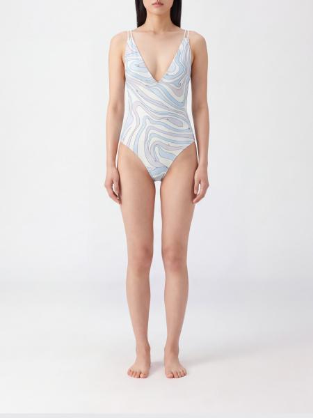 Pucci Printed One-Piece Swimsuit with Deep V-Neck