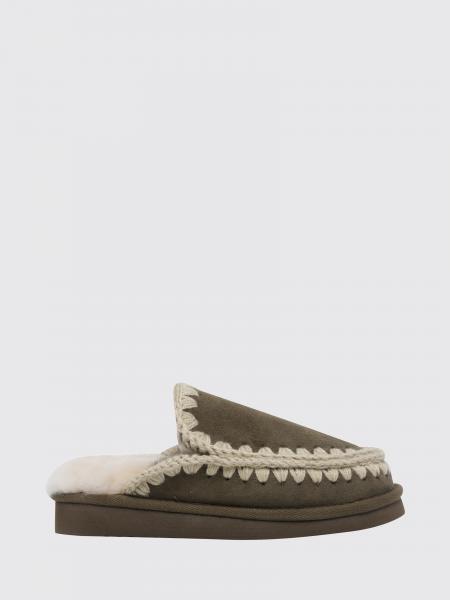 Eskimo Suede Mules Mou with Contrast Stitching and a Lightweight EVA Sole