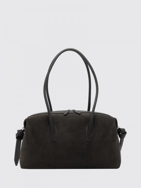 Yuzefi Brioche Suede Calfskin Leather Shoulder Bag with Double Handle
