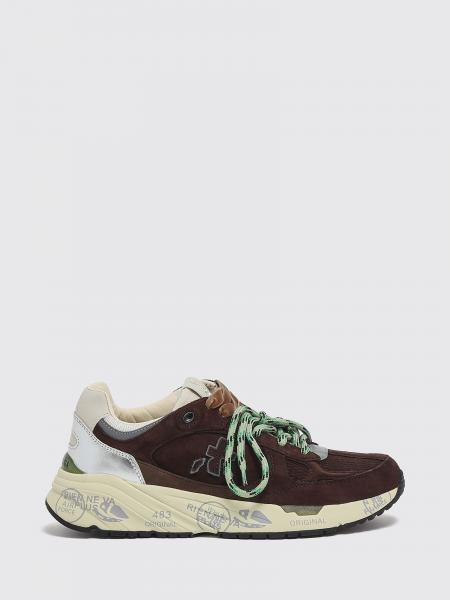 PREMIATA Mased 绒面革和科技面料徽标低帮运动鞋