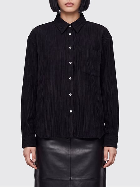 Camisa plisada de manga larga 120% Lino en mezcla de lana