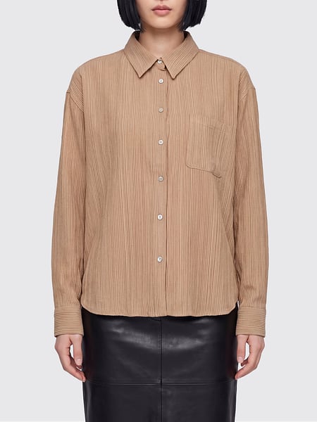 Camisa plisada de manga larga 120% Lino en mezcla de lana