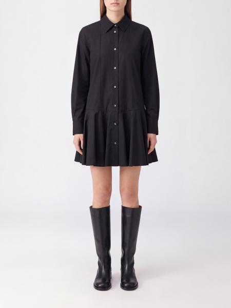 Loewe Draped Neck Cotton Poplin Mini Shirt Dress