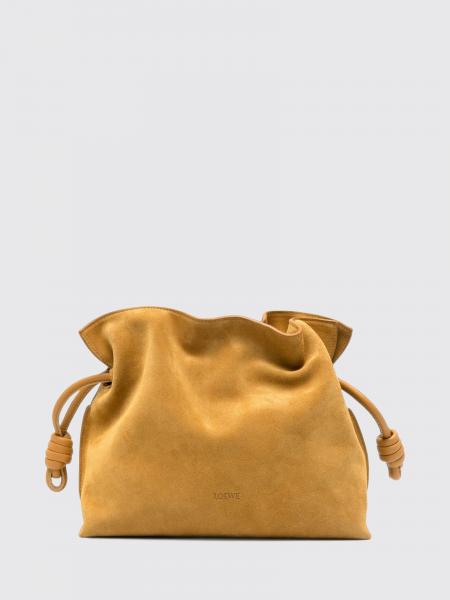 Clutch a secchiello Flamenco Loewe in pelle scamosciata con coulisse