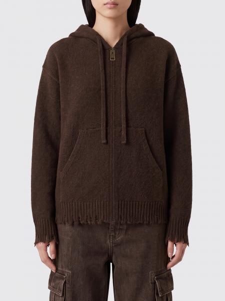 Felpa con cappuccio e zip Uma Wang in puro cashmere con tasca a marsupio