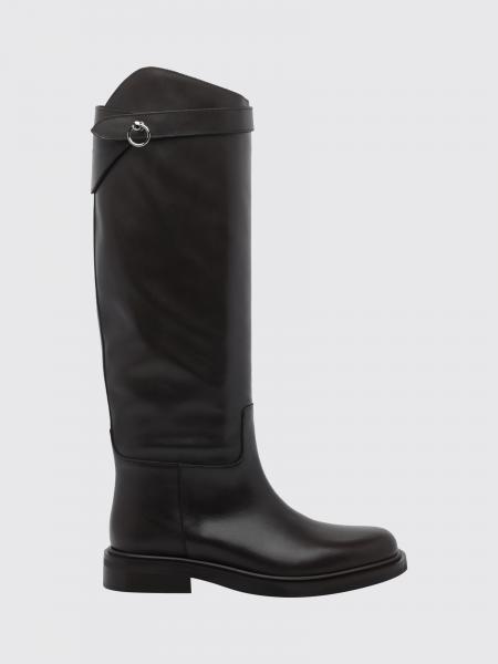 Poeve Knee-High Smooth Calfskin Leather Boots with Straps