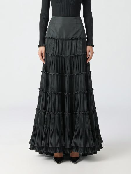 Blumarine High-Waisted Pleated Crêpe Full Maxi Skirt