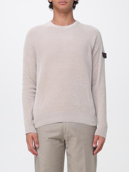 Crew Neck Polyester Sweater Peuterey with Long Sleeves and Ribbed Trims