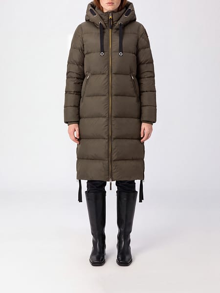 Parajumpers Long Quilted Hooded Nylon Down Jacket with Drawstring