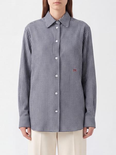Vichy Silk Loewe Shirt with Embroidered Logo