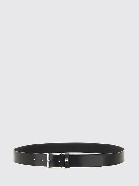 Ceinture décontractée BOSS en cuir lisse avec logo appliqué et boucle à ardillon