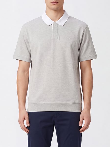 Polo BOSS à manches courtes en coton avec fermeture dissimulée