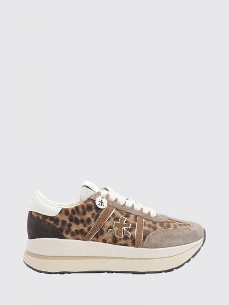 Bethcoin Platform Sneakers Premiata in Leather and Fabric with Sequins