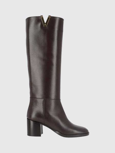 Via Roma 15 Smooth Leather Knee-High Boots with Medium Heel