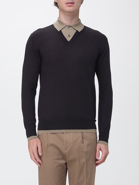 Paolo Pecora Long-Sleeve Knitted Cotton Polo Shirt with Classic Collar