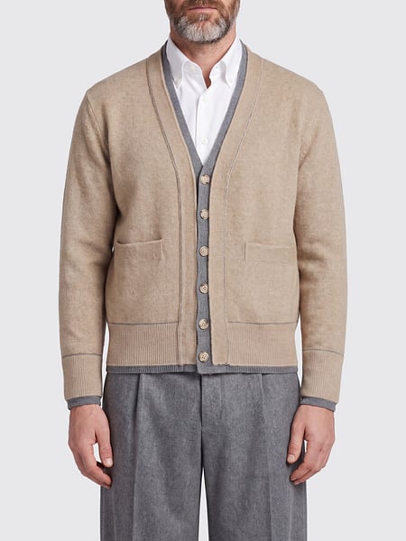Paolo Pecora Wool-Blend V-Neck Cardigan with Patch Pockets and Buttons