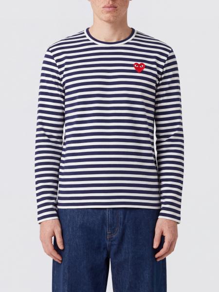 Striped Cotton Long-Sleeve T-shirt Comme des Garçons Play with Heart Logo