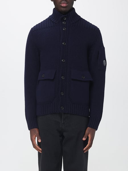 Wool Blend Cardigan C.P. Company with Turtleneck and Pockets