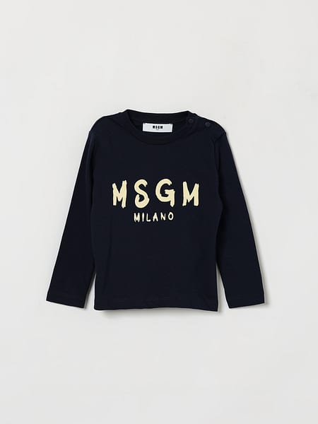 Boy's Long-Sleeved Cotton T-Shirt MSGM Kids with Logo