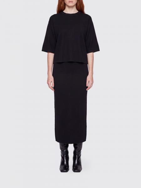 Double-Layer Midi Tunic Dress Thom Krom in Viscose Blend with Short Sleeves