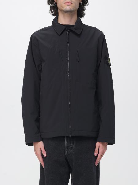 Giacca a vento Stone Island in softshell stile camicia con logo Compass