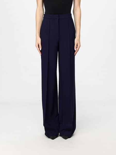 Pantaloni sartoriali a gamba larga Elisabetta Franchi in seta a vita alta
