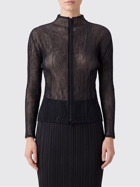 Issey Miyake High-Neck Crinkled Crêpe Zip-Up Cardigan