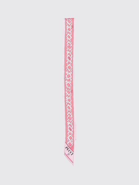 PUCCI 빈티지 디자인 로고 프린트 퓨어 실크 반두 스카프