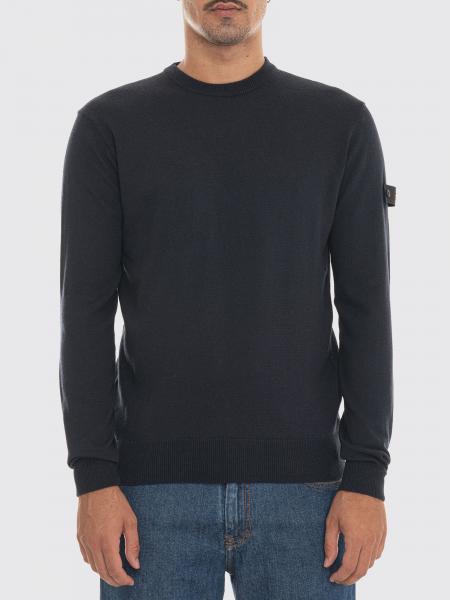 Maglia girocollo Peuterey in misto cotone e lana con logo applicato