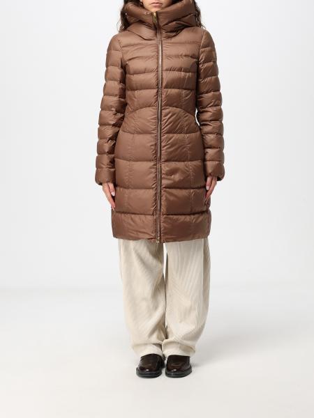 PEUTEREY 及膝绗缝尼龙羽绒服，配有兜帽和插袋
