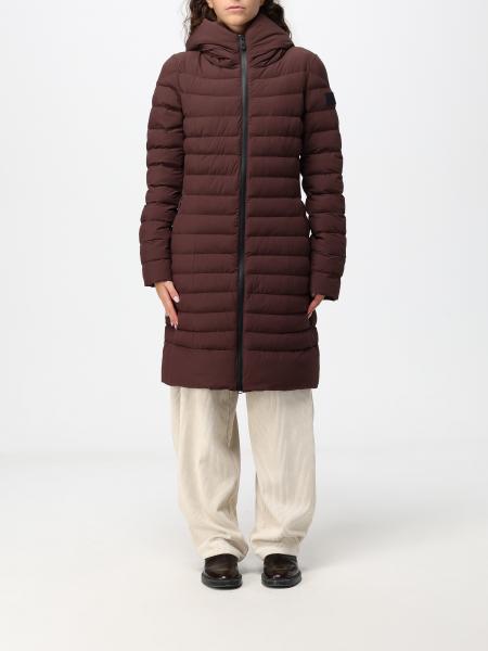 PEUTEREY 及膝绗缝尼龙羽绒服，配有兜帽和拉链开合
