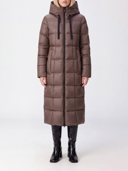 Long Quilted Nylon Puffer Coat Peuterey with a Hood and High Collar