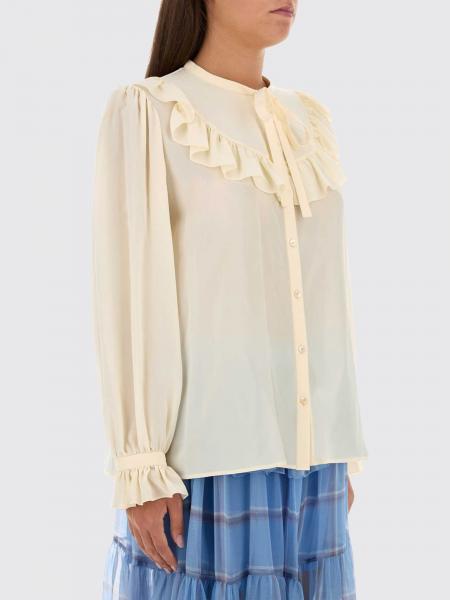 Chemise Chloé en soie avec col lavallière et détails de volants