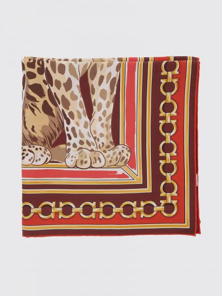 Ferragamo Animal Print and Gancini Logo Silk Square Scarf