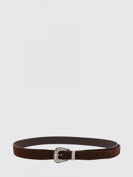 Brunello Cucinelli Suede Calf Leather Belt with Buckle